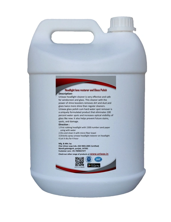 uniwax headlight cleaner spray / headlight restore for Cloudy, Dull, Yellowed headlights - 5 liter