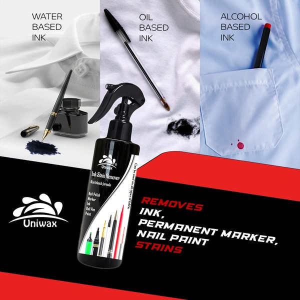 Uniwax Ink Remover, Ballpoint Pen, Fountain Pen, Ink, Permanent Marker, Gel Pen Stain Remover from Fabric and Furniture