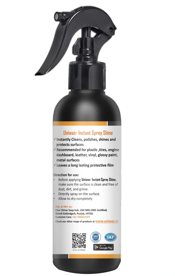 INSTANT SPRAY SHINE FOR CAR INTERIOR AND EXTERIOR PLASTIC AND LEATHER PARTS - 200 ML