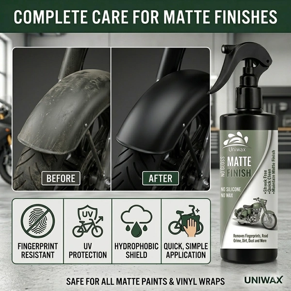 Uniwax Matte Paint Automotive Polish โ Non-Glossy Finish Protector for Cars & Bikes โ UV & Dust Resistant Formula - 200ml