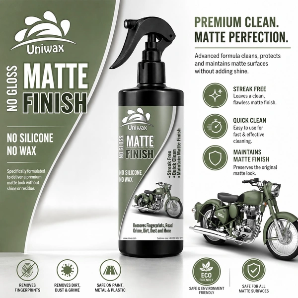 Uniwax Matte Paint Automotive Polish โ Non-Glossy Finish Protector for Cars & Bikes โ UV & Dust Resistant Formula - 200ml