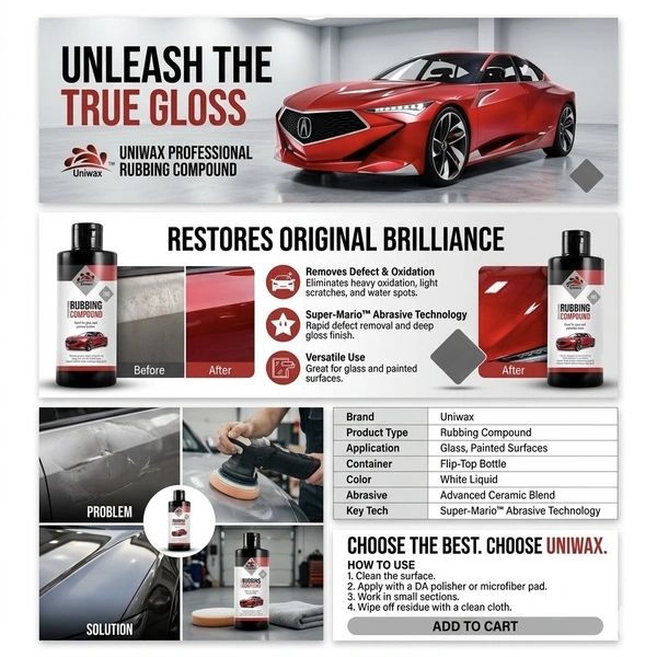 uniwax rubbing compound For Car Paint Finishing Scratch Remover - 200gm