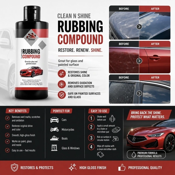 uniwax rubbing compound For Car Paint Finishing Scratch Remover - 200gm