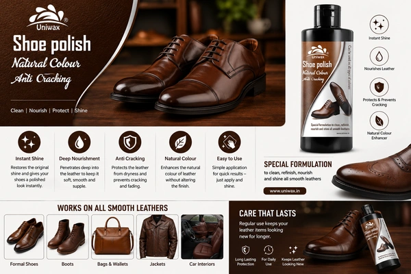 Uniwax Leather Shoe Polish Natural colour – Premium Shoe Shine for All Leather Colors – Nourishes, Protects & Restores – Long-Lasting Gloss - 200 ml