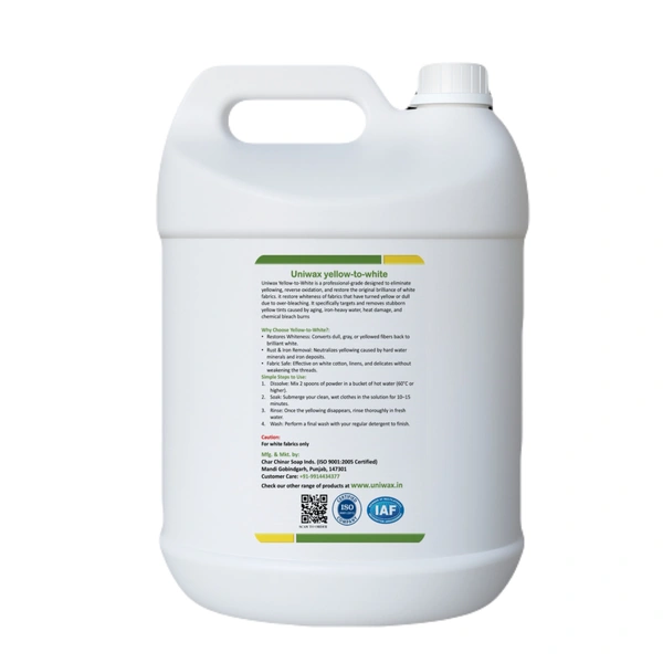 Yellow to White Fabric Whitener Powder |Bleach Burn Repair, Removes Yellow Tint, Iron Stains & Dullness | Laundry Whitener for Cotton & White Clothes - 5 kg