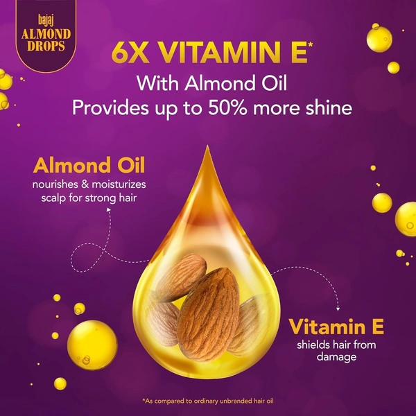  Bajaj Almond Drops Hair Oil, enriched with 6X Vitamin E, 285 Ml. - 285 Ml