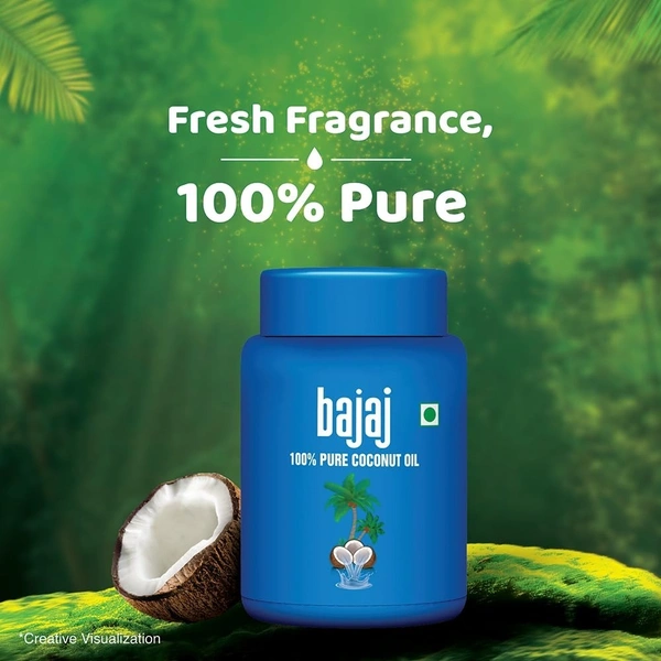  Bajaj 100% Pure Coconut Oil 600ml Wide Mouth Jar  - 600 Ml