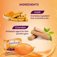  Santoor Sandal & Turmeric Soap for Total Skin Care, 125g (Pack of 4)