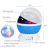  Star Master Rotating 360 Degree Moon Night Light Lamp Projector with Colors and USB Cable,Lamp for Room Night Bulb (Multi Color,Pack of 1,Plastic) LED