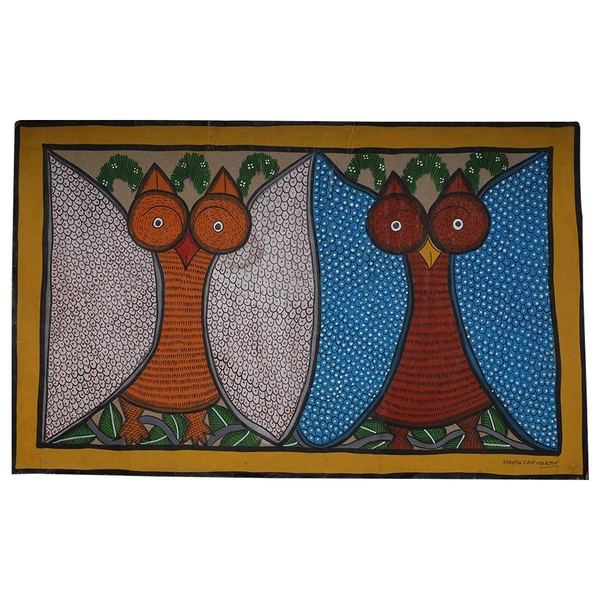 PALAK SAXENA Silent Sentinels: Twin Owls in the Enchantment of Bengal's Pattachitra