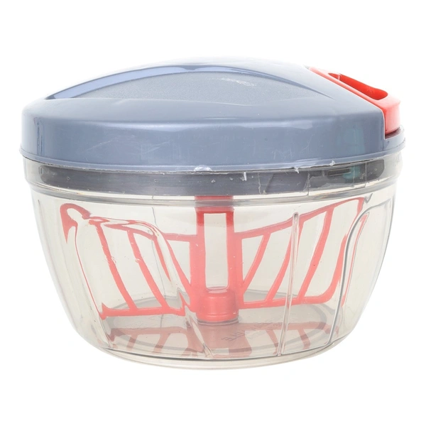 FAIRBIZPS RED Plastic Vegetable Chopper Manual Vegetables and Dry Fruits Hand Cutter with 3 Stainless Steel Sharp Blade - Red
