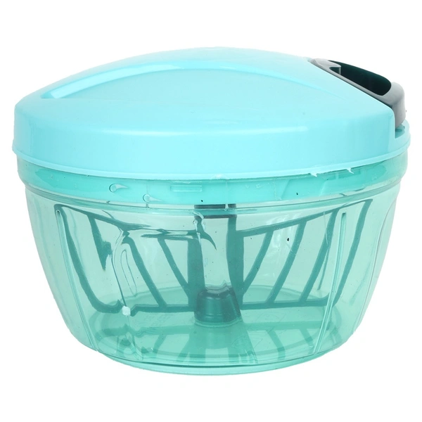 Plastic Vegetable Chopper Manual Vegetables and Dry Fruits Hand Cutter with 3 Stainless Steel Sharp Blade (Blue) - Azure Radiance