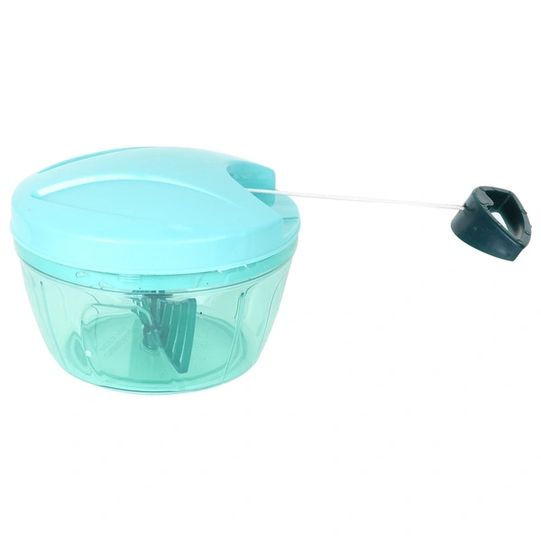 Plastic Vegetable Chopper Manual Vegetables and Dry Fruits Hand Cutter with 3 Stainless Steel Sharp Blade (Blue) - Azure Radiance
