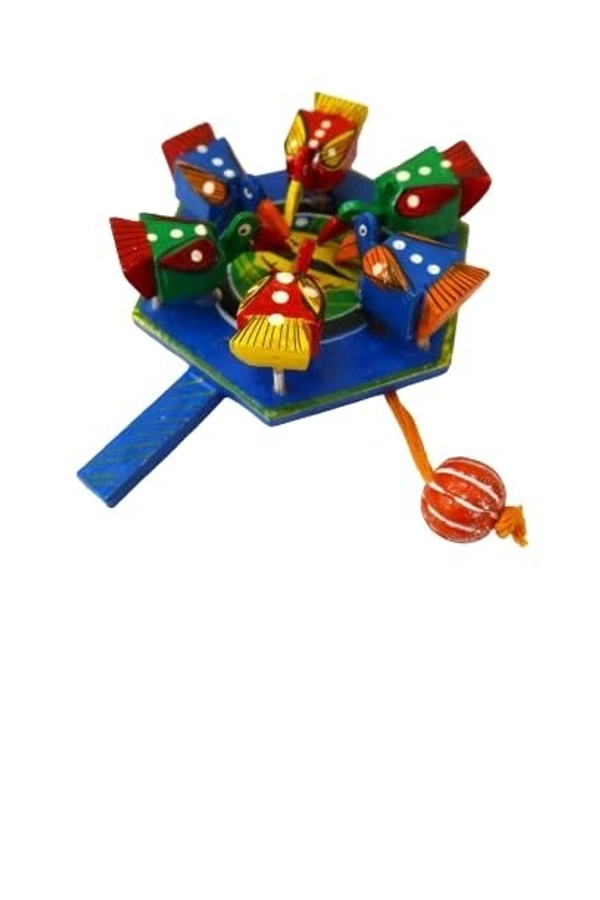 Palak Saxena PALAK SAXENA Wooden Chidiya Dana Toy Or Wooden Toys for Kids/Wooden Handicraft Items Blue (6 Birds, Weight 150 Gm)