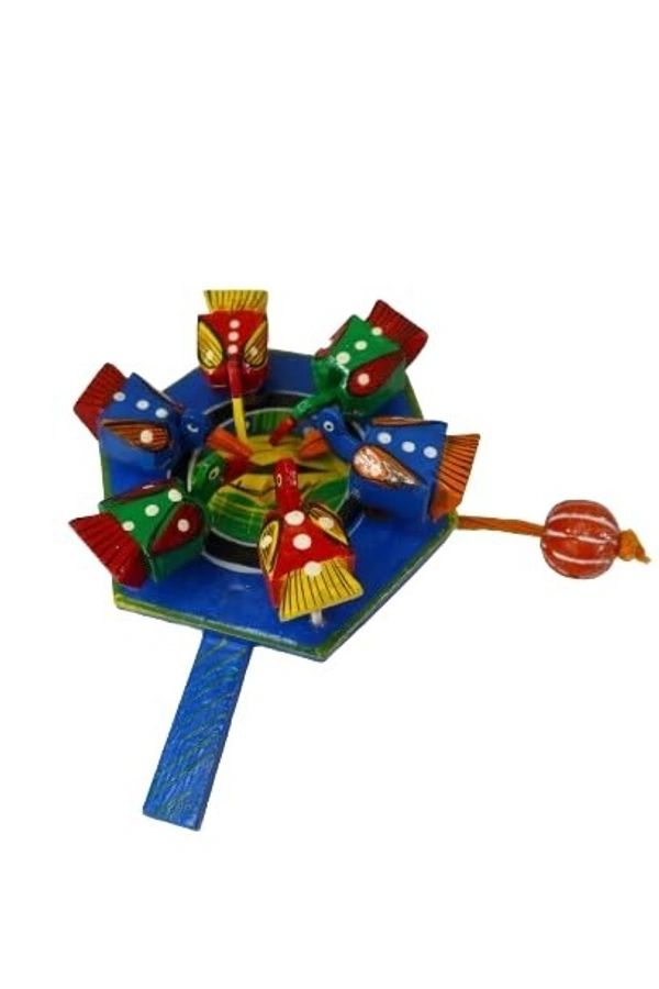 Palak Saxena PALAK SAXENA Wooden Chidiya Dana Toy Or Wooden Toys for Kids/Wooden Handicraft Items Blue (6 Birds, Weight 150 Gm)