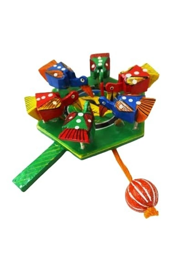 Palak Saxena PALAK SAXENA Wooden Chidiya Dana Toy Or Wooden Toys for Kids/Wooden Handicraft Items Green (6 Birds, Weight 150 Gm)