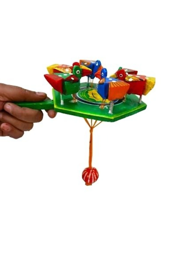 Palak Saxena PALAK SAXENA Wooden Chidiya Dana Toy Or Wooden Toys for Kids/Wooden Handicraft Items Green (6 Birds, Weight 150 Gm)