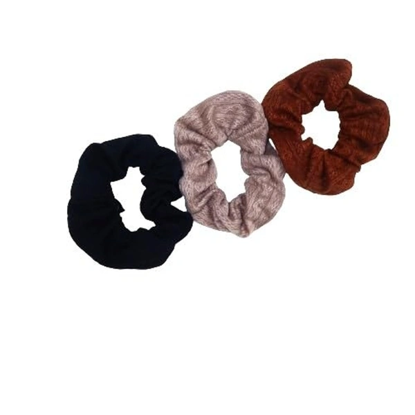 PALAK SAXENA Palak Saxena Hair Scrunchies Ties Pack of 3 for Women and Girls, Black, Brown, Mustard