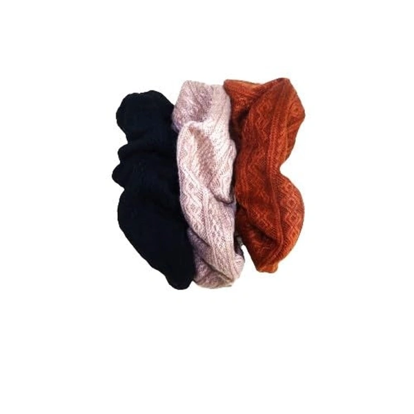 PALAK SAXENA Palak Saxena Hair Scrunchies Ties Pack of 3 for Women and Girls, Black, Brown, Mustard