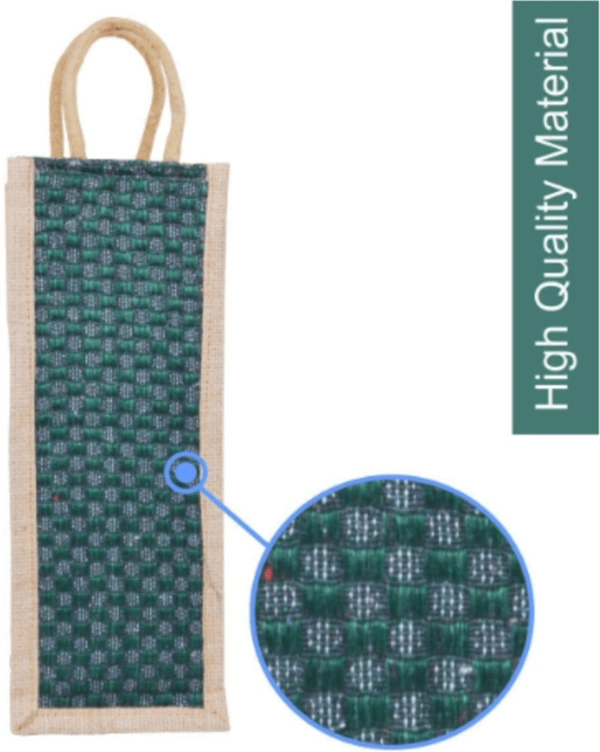 PALAK SAXENA Jute Wine Bottle Gift Bag/Bottle Carry Bag/Water Bottle Cover-and Handle for Men & Women (Pack of 1) (Medium, Green)