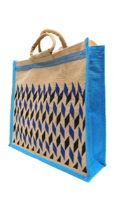 PALAK SAXENA Multicolor spacious Jute Bag with Zipper Closure, Full Size and Large Handles, MultiPurpose Jute Bag - 36X36X36, BLUE