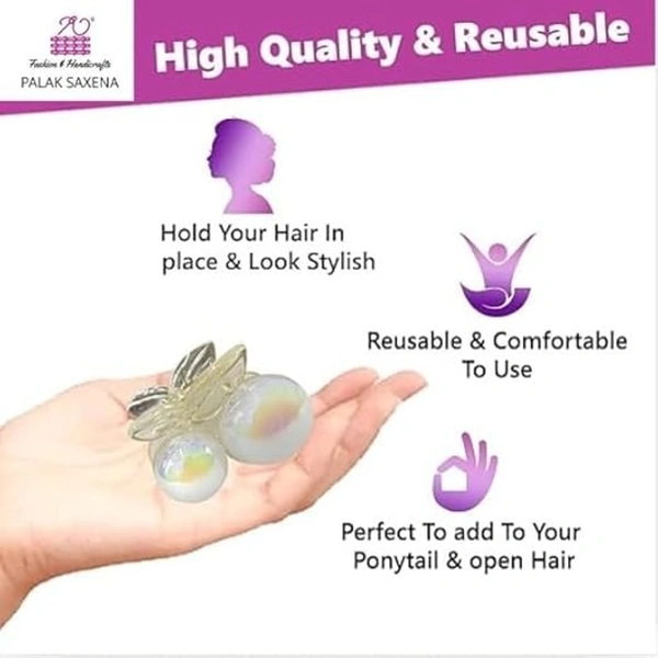 PALAK SAXENA Hair Clips for Women & Girls - Clutches Claw Clip Accessories - Sparkling Pearl Design, Stylish, For wedding fancy clips for Women and Girls- 6 Pcs