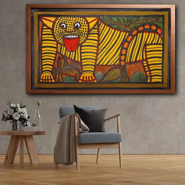 PALAK SAXENA Sovereign Strokes: Palak Saxena's Pattachitra Lion Kingdom