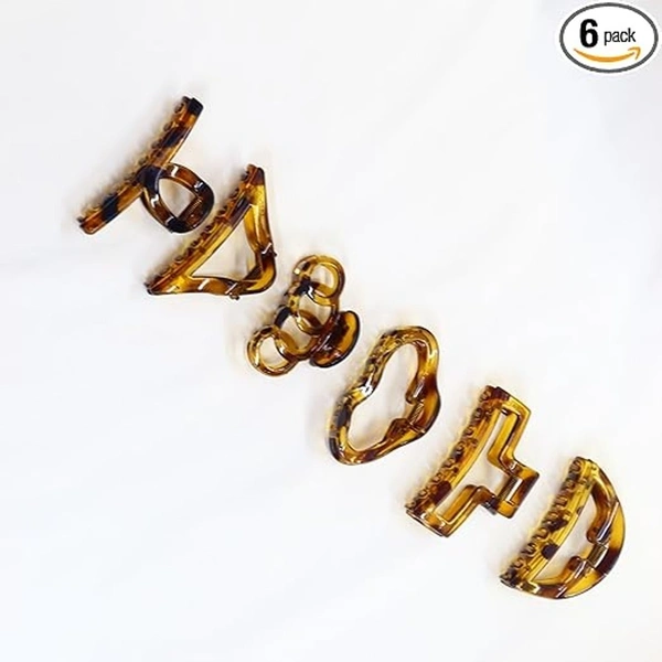 PALAK SAXENA Palak Saxena Hair Accessories Golden Plastic Hair Clutch for Women Medium Size Trendy Hair Clip Pack of 6 Hair Claw