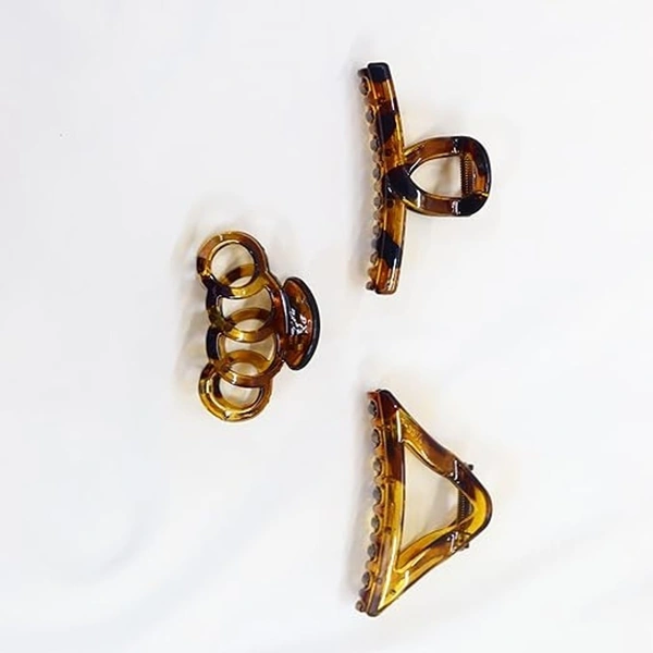 PALAK SAXENA Palak Saxena Hair Accessories Golden Plastic Hair Clutch for Women Medium Size Trendy Hair Clip Pack of 6 Hair Claw