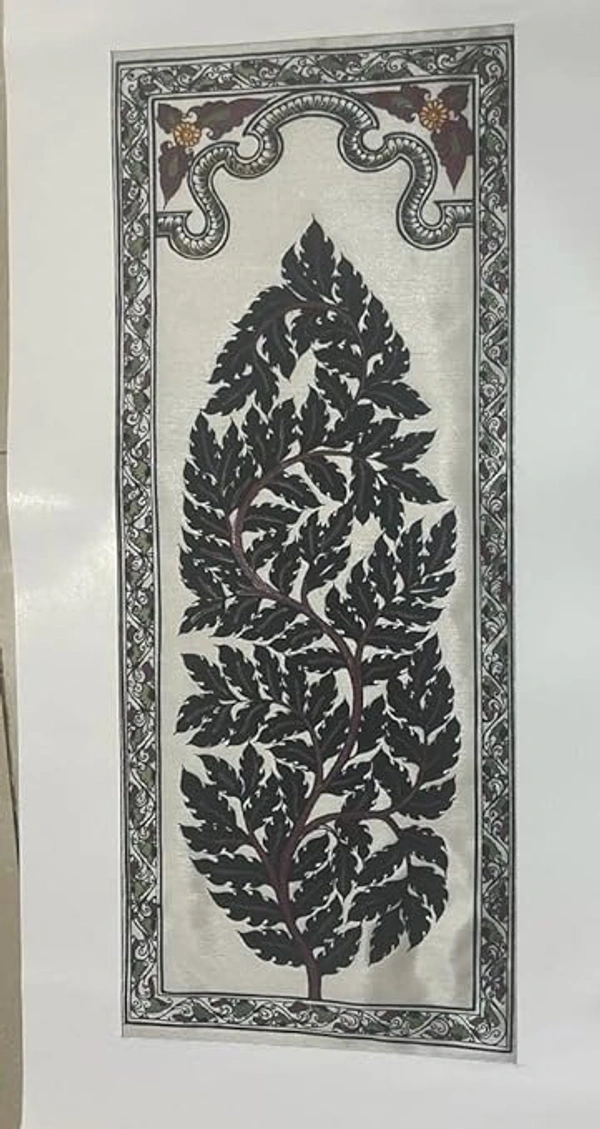 PALAK SAXENA Handmade designing tree (Leaf) Wall hanging Pattachitra Art Work on Tussar Silk for Home and Office Decoration Pattachitra painting Hand painted wall decor