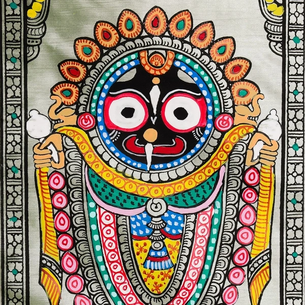  Lord Jagannath Pattachitra Painting   - Length 7.87 Inch x Height -3.94 Inch