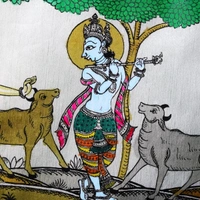  Painting Melodies of Joy Krishna’s Cows and Friends in Divine Music" - Length -7.87 Inch X Height 3.94