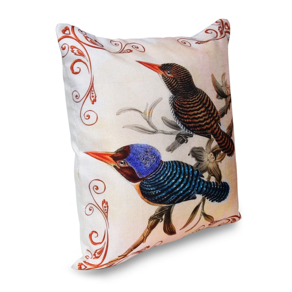 Palak Saxena Set of 5 Decorative Cushion Covers, 40 x 40 cm, Square Cotton Linen Bird Decorative Cushion Covers with Hidden Zip, Single-Sided Print, Decorative Cushion Covers for Sofa, Car, Outdoor, Bedroom