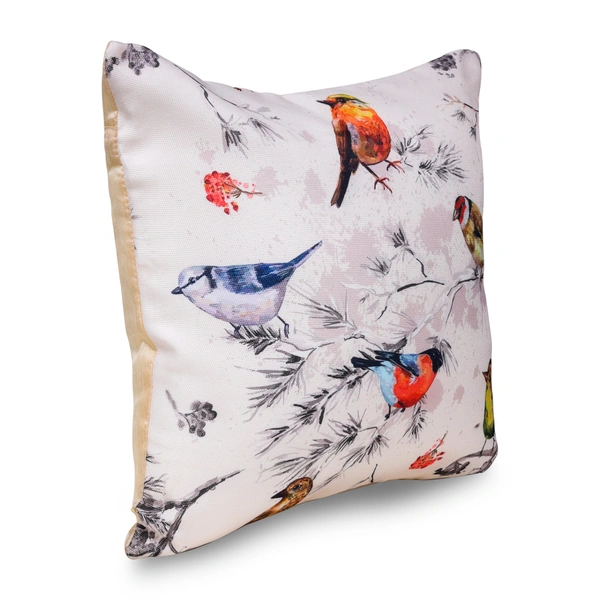 PALAK SAXENA Set of 5 Decorative Cushion Covers, 40 x 40 cm, Square Cotton Linen Nature PrintDecorative Cushion Covers with Hidden Zip, Single-Sided Print - 40 x 40 cm, White
