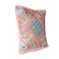 PALAK SAXENA Gujrati Style Decorative Boho Patch Cushion Covers Single-Sided - 40 x 40 CM, Orchid