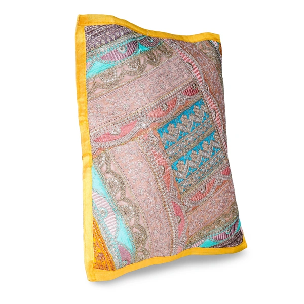 PALAK SAXENA Gujrati Style Decorative Boho Patch Cushion Covers Single-Sided - 40 x 40 CM, Confetti