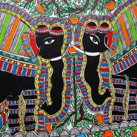  Madhubani Art Elephant Premium Canvas Wall Painting Without Frame for Living Room Drawing Room Home|Office|Gift - 32.2 x 24.2  inches