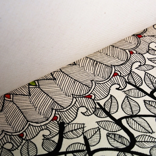  Graceful Peacock Dance: Authentic Madhubani Painting | Unframed - 32.2 x 24.2 inches