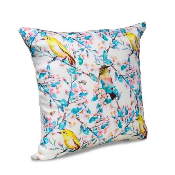 PALAK SAXENA Set of 5 Decorative Cushion Covers, 40 x 40 cm, Square Cotton Linen Nature PrintDecorative Cushion Covers with Hidden Zip, Single-Sided Print - 40 x 40 cm