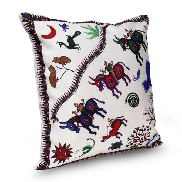 PALAK SAXENA Set of 5 Decorative Cushion Covers, 40 x 40 cm, Square Cotton Linen Beautiful Decorative Cushion Covers with Hidden Zip, Single-Sided Print, Decorative Cushion Covers for Sofa, Car, Outdoor, Bedroom - 40 x 40 CM