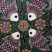 Fairo.Store Madhubani Fish Mandala Painting - Intricate Handmade Artwork (32.2×24.2 inches)