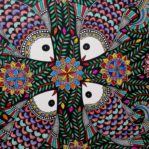 Fairo.Store Madhubani Fish Mandala Painting - Intricate Handmade Artwork (32.2×24.2 inches)