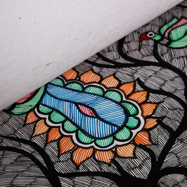  Madhubani Mithila Painting - Vibrant Peacock on The Tree - Traditional Indian Art for Home Decor - Unframed (32.2 x 24.2 inches) - 32.2 x 24.2 inches