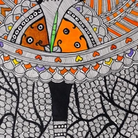  Madhubani Art Fish And Trees Painting - Vibrant Hand-painted Indian Artwork - Unframed (32.2 x 24.2 inches) - 32.2 x 24.2