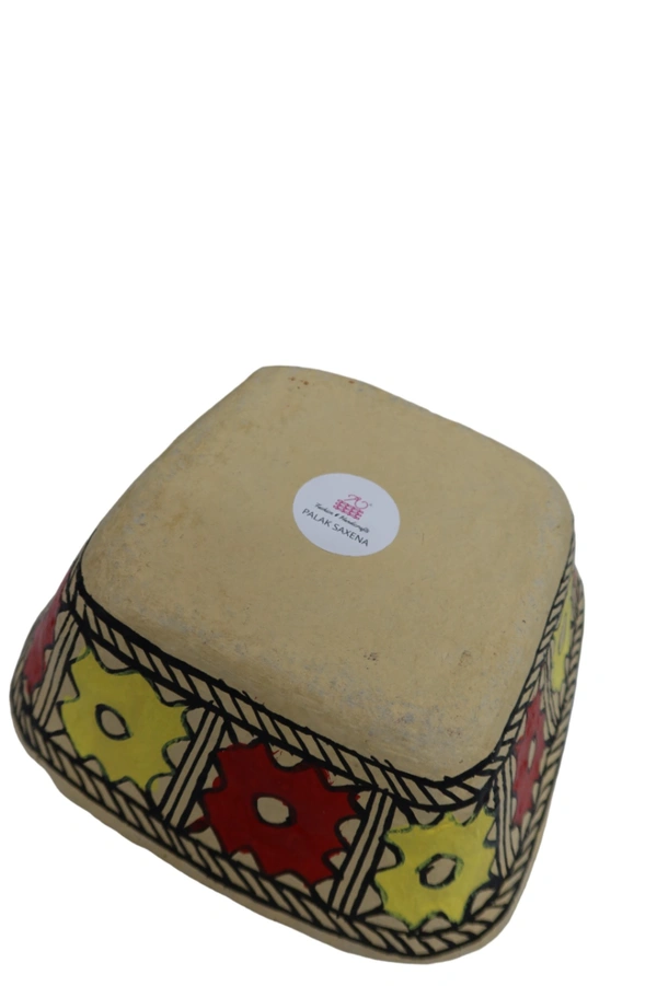 Madhubani Painted Paper Mache Bowl Multicolor for Multipurpose
