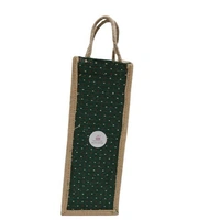 PALAK SAXENA Jute Wine Bottle Gift Bag/Bottle Carry Bag/Water Bottle Cover-and Handle for Men & Women (Pack of 1) (Medium, Green)