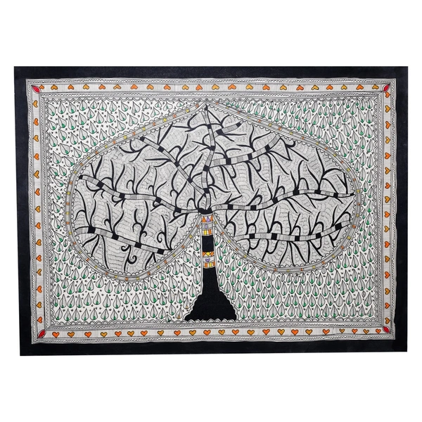  Madhubani Tree Wall Art - Exquisite Hand-painted Indian Art for Home Decoration - Ideal for Living Room, Bedroom, or Office - Unframed (32.2 x 24.2 inches) - 32.2 x 24.2 inches