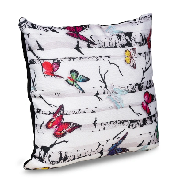 Palak Saxena Set of 5 Decorative Cushion Covers, 40 x 40 cm, Square Cotton Linen Butterfly Decorative Cushion Covers with Hidden Zip, Single-Sided Print, Decorative Cushion Covers for Sofa, Car, Outdoor, Bedroom