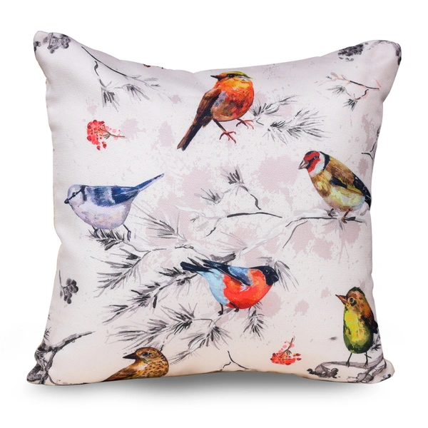PALAK SAXENA Set of 5 Decorative Cushion Covers, 40 x 40 cm, Square Cotton Linen Nature PrintDecorative Cushion Covers with Hidden Zip, Single-Sided Print - 40 x 40 cm, White