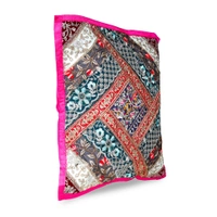 PALAK SAXENA Gujrati Style Decorative Boho Patch Cushion Covers Single-Sided - 40 x 40 CM, Hollywood Cerise